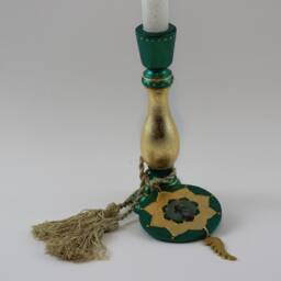 Candleholder With Archangel Raphael, Green Gold Candlestick Holder Angel & Wing Decor, Love Healing Gift, Home Altar Decoration - thumbnail 4