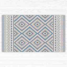 Blue & Gray Vinyl Floor Mat. Kilim Area Rug Printed To Order. Linoleum Runner Kitchen Bath Mat - Art Mat - thumbnail 2