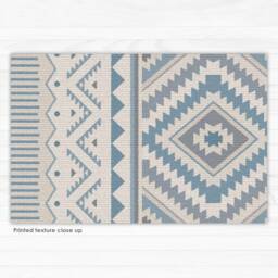 Blue & Gray Vinyl Floor Mat. Kilim Area Rug Printed To Order. Linoleum Runner Kitchen Bath Mat - Art Mat - thumbnail 3