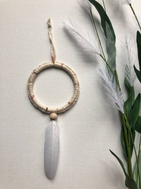 Small White Feather Dreamcatcher Favors, Wall Hanging, Wedding Bridal Shower Baby Gift - image 1