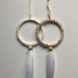 Small White Feather Dreamcatcher Favors, Wall Hanging, Wedding Bridal Shower Baby Gift - thumbnail 3