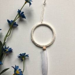 Small White Feather Dreamcatcher Favors, Wall Hanging, Wedding Bridal Shower Baby Gift - thumbnail 2
