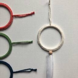 Small White Feather Dreamcatcher Favors, Wall Hanging, Wedding Bridal Shower Baby Gift - thumbnail 4