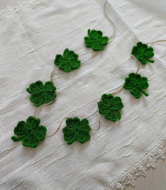 Crochet Clover Garland St Patricks Day Shamrock Bunting - image 1