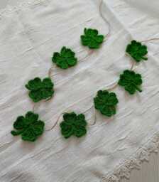 Crochet Clover Garland St Patricks Day Shamrock Bunting - thumbnail 1