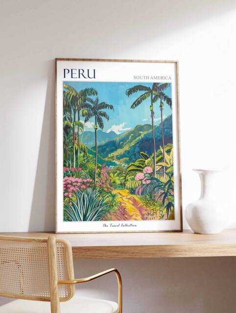 Peru Travel Poster Tropical Botanical Wall Art - image 1