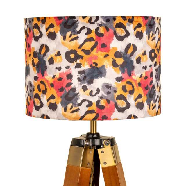 Grey Leopard Print Velvet Lampshade Drum Lamp Shade 25cm 30cm 35cm 40cm 45cm Ceiling , Table Luxury Living, Animal - image 1
