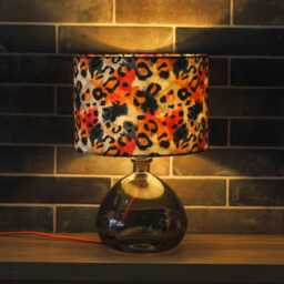 Grey Leopard Print Velvet Lampshade Drum Lamp Shade 25cm 30cm 35cm 40cm 45cm Ceiling , Table Luxury Living, Animal - thumbnail 3