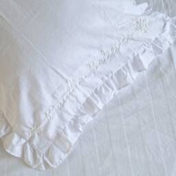 Hand Embroidered Christmas Pillow Case Custom Name Believes Frill/ Oxford - thumbnail 2