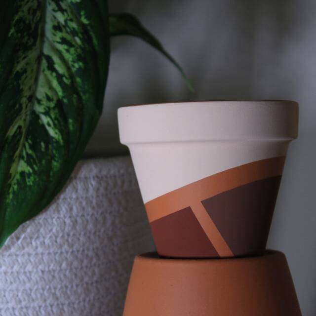 Hand Painted Terracotta Plant Pot For Houseplants - Customisable With Drainage & Saucers To Match Great Gift Idea - image 1