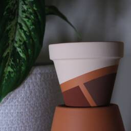 Hand Painted Terracotta Plant Pot For Houseplants - Customisable With Drainage & Saucers To Match Great Gift Idea - thumbnail 1