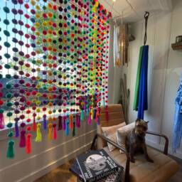 Mexican Pom Garland, Handmade Fiesta Decor, Colorful Boho Party Decoration, Nursery Wall Hanging - thumbnail 4