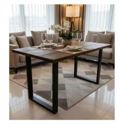 Reclaimed Wood Farmhouse Dining Table With Black Industrial Legs - thumbnail 1