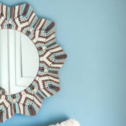 Blue Nursery Decor, Large Macrame Mirror, Baby Boy Gift, Shower Housewarming Wall Art, Personalized Gifts For Kids - thumbnail 3