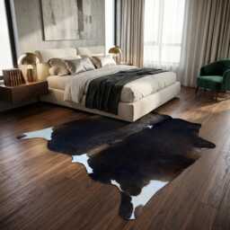 Brown & White Cowhide Rug Medium Hair-On Leather Area Rug - 39x40 Inches - thumbnail 3