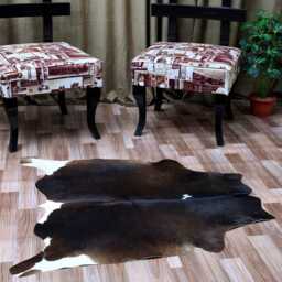 Brown & White Cowhide Rug Medium Hair-On Leather Area Rug - 39x40 Inches - thumbnail 4