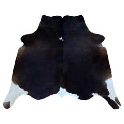 Brown & White Cowhide Rug Medium Hair-On Leather Area Rug - 39x40 Inches - thumbnail 1