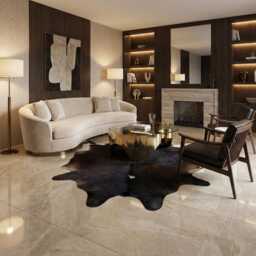 Brown & White Cowhide Rug Medium Hair-On Leather Area Rug - 39x40 Inches - thumbnail 2