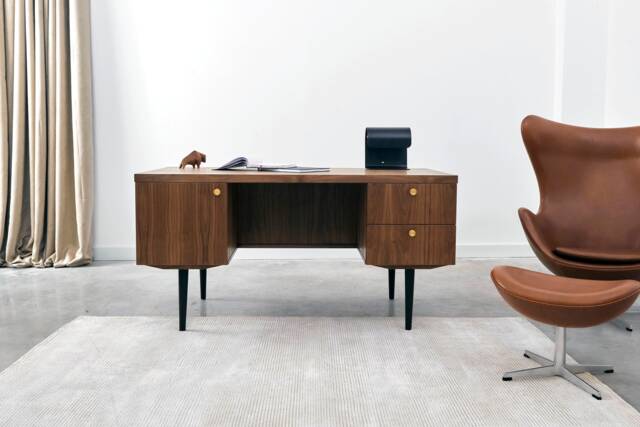 Desk in A Mid-Century Scandinavian Style Made Of Walnut Vaneer Livlo O-B01 - image 1