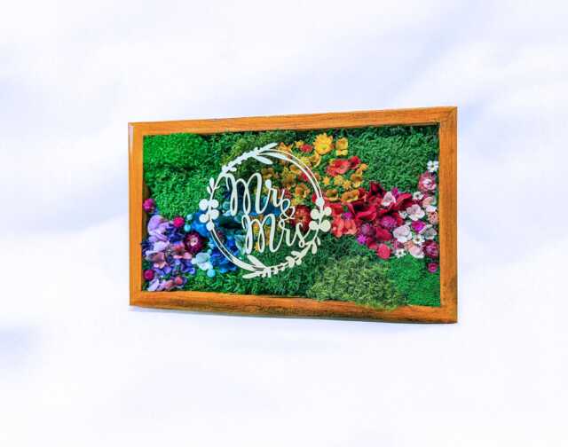 Personalised Moss Floral Wall Art Wedding Signage, Favors Initials Keepsake - image 1