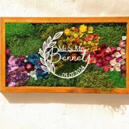 Personalised Moss Floral Wall Art Wedding Signage, Favors Initials Keepsake - thumbnail 3