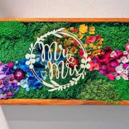 Personalised Moss Floral Wall Art Wedding Signage, Favors Initials Keepsake - thumbnail 2