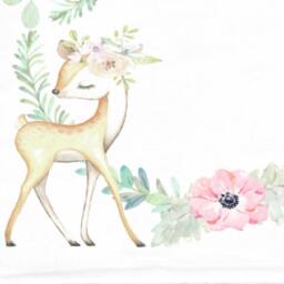 Floral Deer Baby Milestone Blanket-Baby Girl Gift -Baby Month Blanket -Growth Blanket-Personalized - Wreath - thumbnail 2