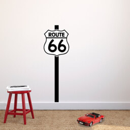 Route 66 Sign Post Vinyl Wall Decal, Cars Themed Kid's Room Decor
