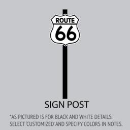 Route 66 Sign Post Vinyl Wall Decal, Cars Themed Kid's Room Decor - thumbnail 3