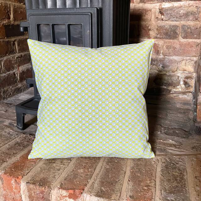 292. Small Green Flowers 100% Cotton Cushion Cover. Various Sizes - image 1