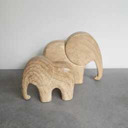 Pair Of Wooden Elephants, Wood Living Room Decorative Items Ornament Accessory Home Decor Accessories Hyggeat15 - thumbnail 3