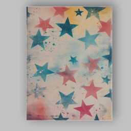 Distressed Red Blue Stars Patriotic Abstract Pattern Canvas Wall Art Print Decor Picture Ready To Hang - thumbnail 1