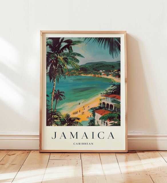Jamaica Travel Poster Caribbean Island Wall Art, Reggae Culture Print - image 1