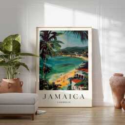 Jamaica Travel Poster Caribbean Island Wall Art, Reggae Culture Print - thumbnail 2
