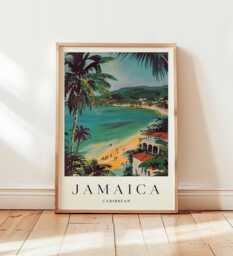 Jamaica Travel Poster Caribbean Island Wall Art, Reggae Culture Print - thumbnail 1