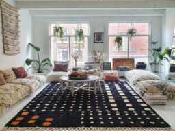 Handmade Black Moroccan Wool Rug, Shag Rug - Berber Beni Ourain Style