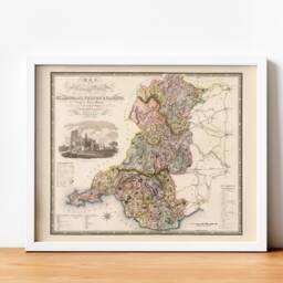 Map Of The South East Circuit Principality Wales - 1831 Poster Welsh John Greenwood Glamorgan Brecon Radnor - thumbnail 3