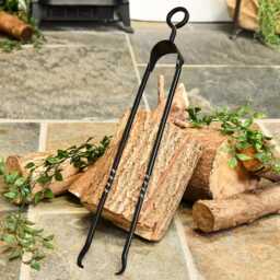 57 cm Natural Iron Twist Fireplace Tongs/ Fireside, Tools, Winter Firepit, Warmth, Metalworks, Blacksmith Style - thumbnail 4