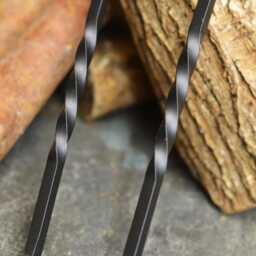 57 cm Natural Iron Twist Fireplace Tongs/ Fireside, Tools, Winter Firepit, Warmth, Metalworks, Blacksmith Style - thumbnail 2