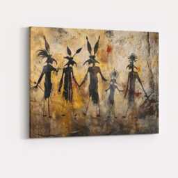 Ancient Tribal Spirit Figures Cave Art Canvas Wall Print Decor Picture Ready To Hang - thumbnail 4