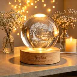 Personalized Retirement Crystal Ball Led Light, Retirement Gift For Women, Teacher Retirement, Going Away Coworker, Work Bestie - thumbnail 3
