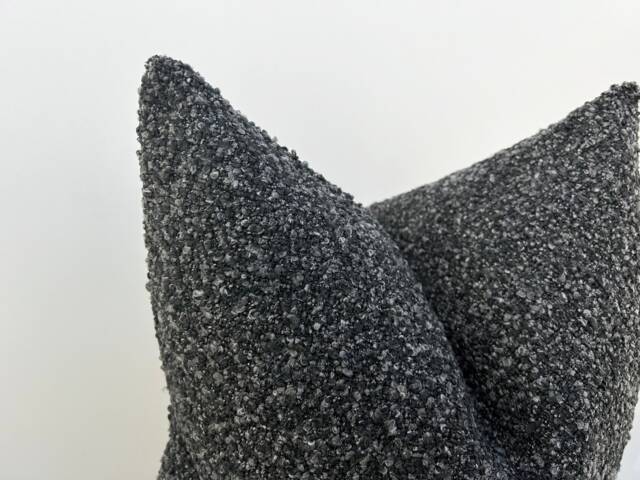 Charcoal Black Boucle Throw Pillow Cover, Euro Sham Or Lumbar, Custom Size Gift - 11 Color Options - image 1