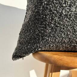 Charcoal Black Boucle Throw Pillow Cover, Euro Sham Or Lumbar, Custom Size Gift - 11 Color Options - thumbnail 2