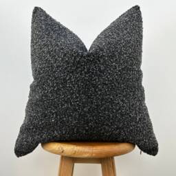 Charcoal Black Boucle Throw Pillow Cover, Euro Sham Or Lumbar, Custom Size Gift - 11 Color Options - thumbnail 3