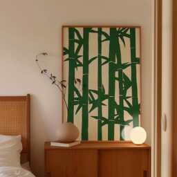 Bamboo Poster, Japanese Wall Art Print, Minimalist Nature Illustration, Zen Botanical Decor, Green Neutral Home - thumbnail 2