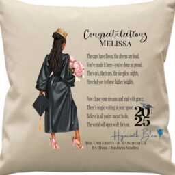 Personalised Black Girl Graduation Cushion - Class Of 2025 Gift Keepsake Pillow Custom Name & University - thumbnail 2