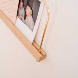 Photo, Polaroid & Postcard Shelfs - Pair - 20cm in Solid Chestnut Wood & Real Brass. Handmade France - thumbnail 3