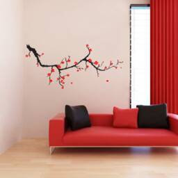Spring Cherry Blossom Branch - Sakura Blossoms Flowers Removable Vinyl Wall Decals Flower Decal Decor S008 - thumbnail 2