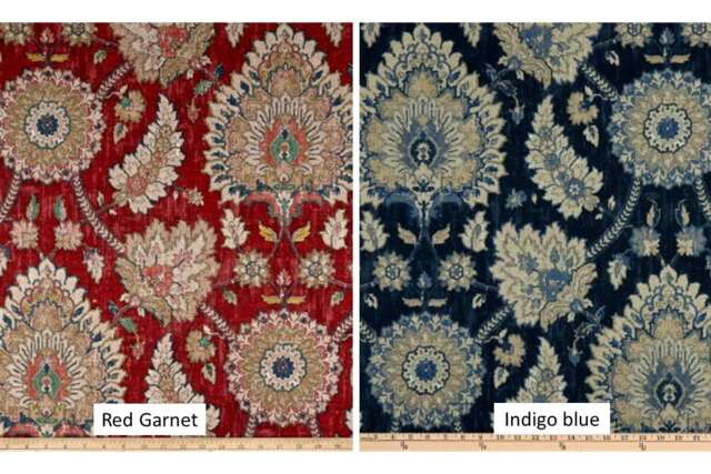 "Pair 25"" Or 50"" Wide Waverly Castleford Red Garnet Navy Indigo Blue Rod Panels Drapes Length 24 48 63 72 84 96 108 120" - image 1