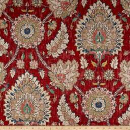 "Pair 25"" Or 50"" Wide Waverly Castleford Red Garnet Navy Indigo Blue Rod Panels Drapes Length 24 48 63 72 84 96 108 120" - thumbnail 2